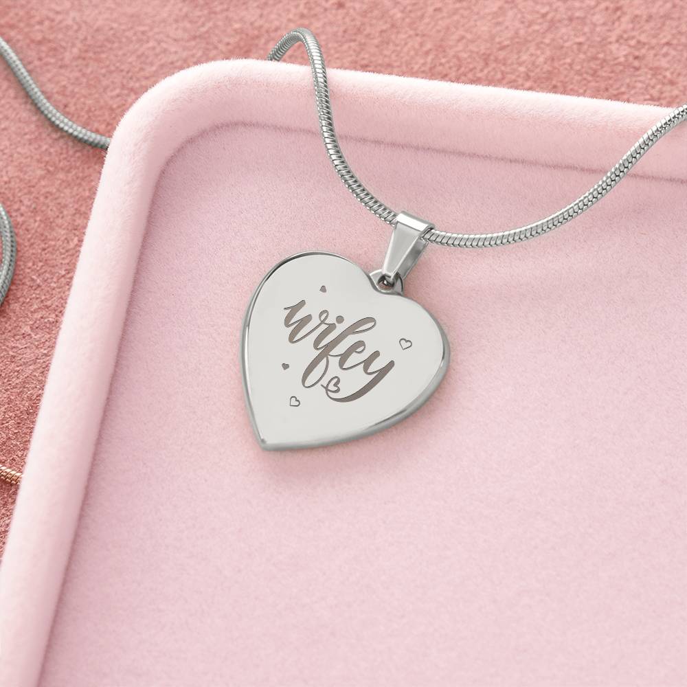 Wifey – Engraved Heart Necklace – Gift for Wife