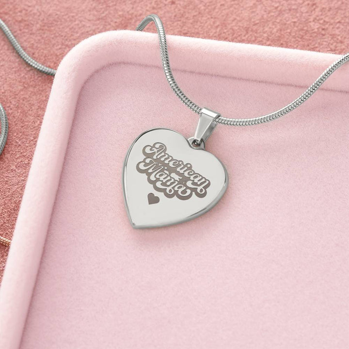 American Mama – Engraved Heart Necklace – Gift for Mom