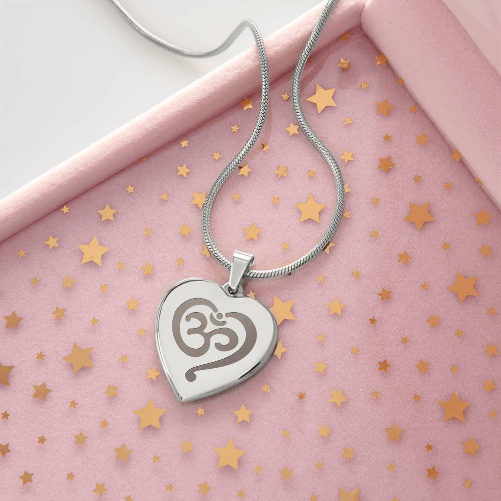 Namaste Symbol – Engraved Heart Necklace – Gift for Her