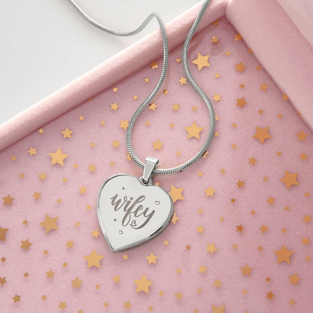 Wifey – Engraved Heart Necklace – Gift for Wife