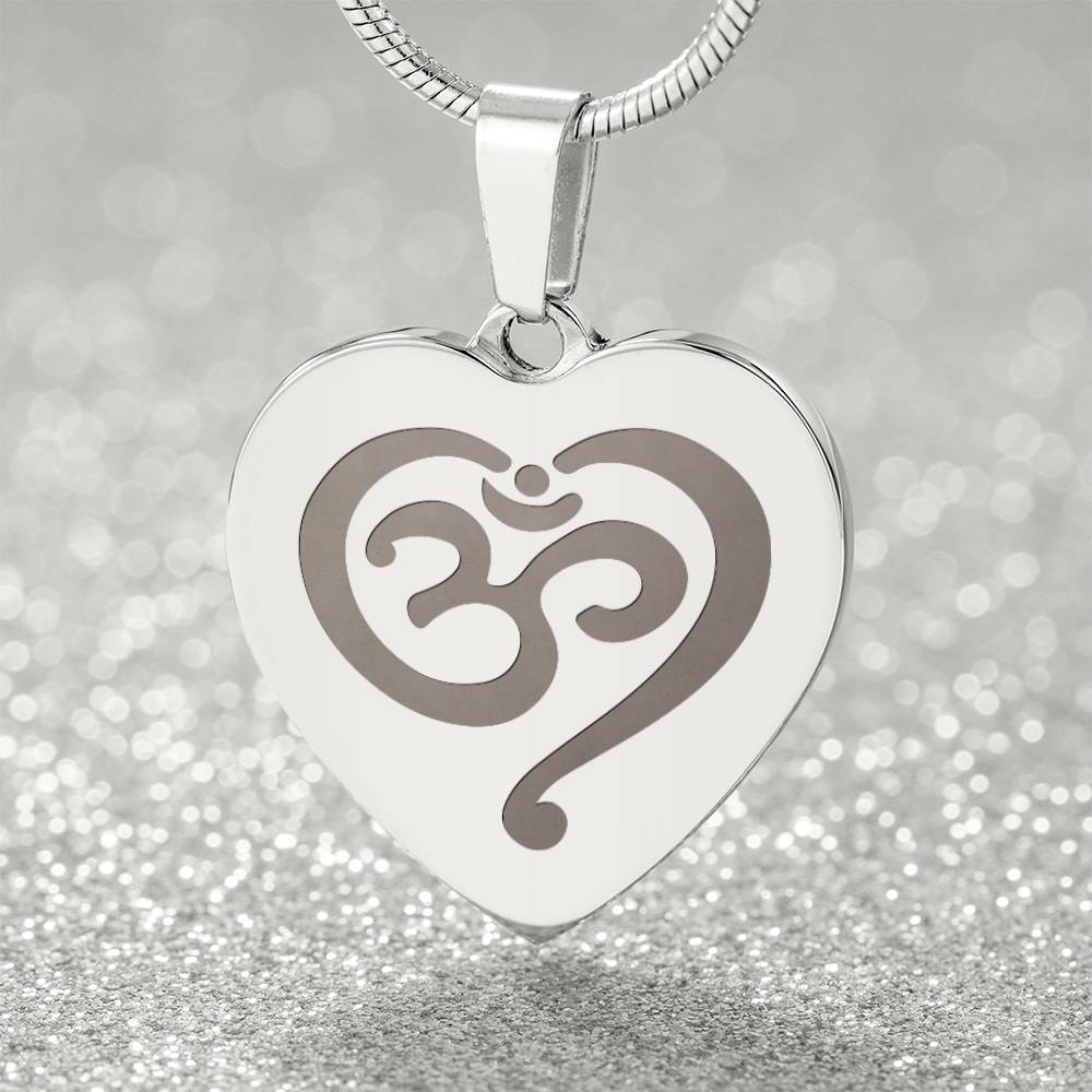 Namaste Symbol – Engraved Heart Necklace – Gift for Her