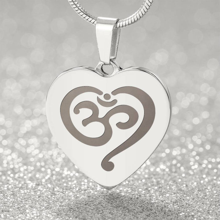 Namaste Symbol – Engraved Heart Necklace – Gift for Her