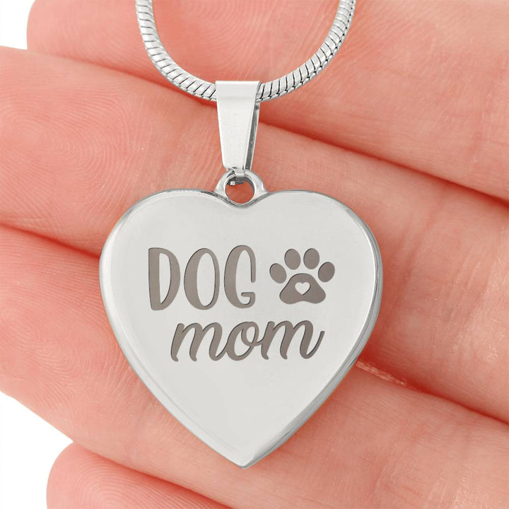 Dog Mom Engraved Heart Necklace – Gift for Mom