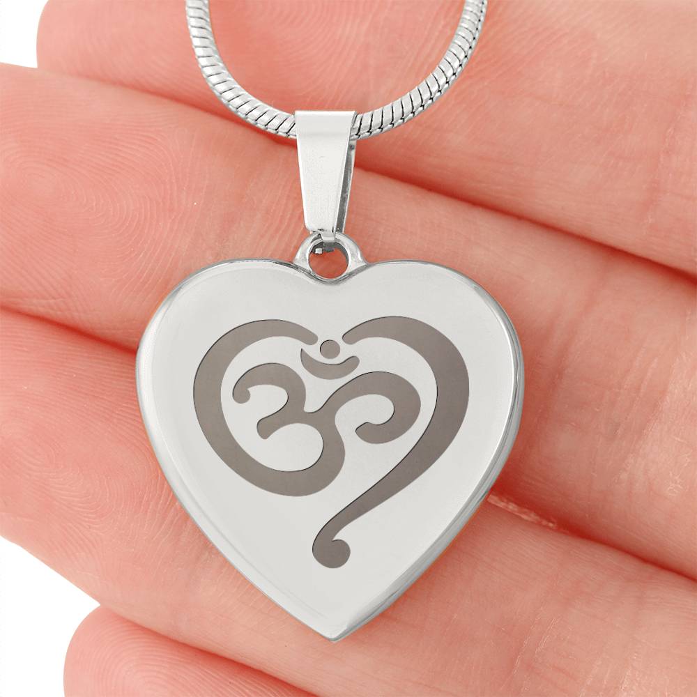 Namaste Symbol – Engraved Heart Necklace – Gift for Her