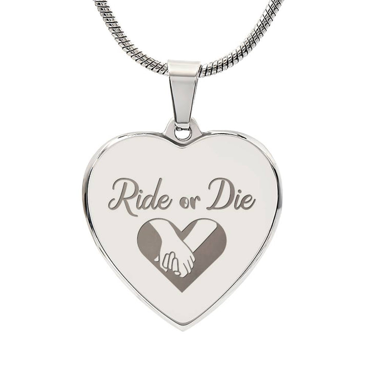 Ride Or Die Engraved Heart Necklace – Gift for Her