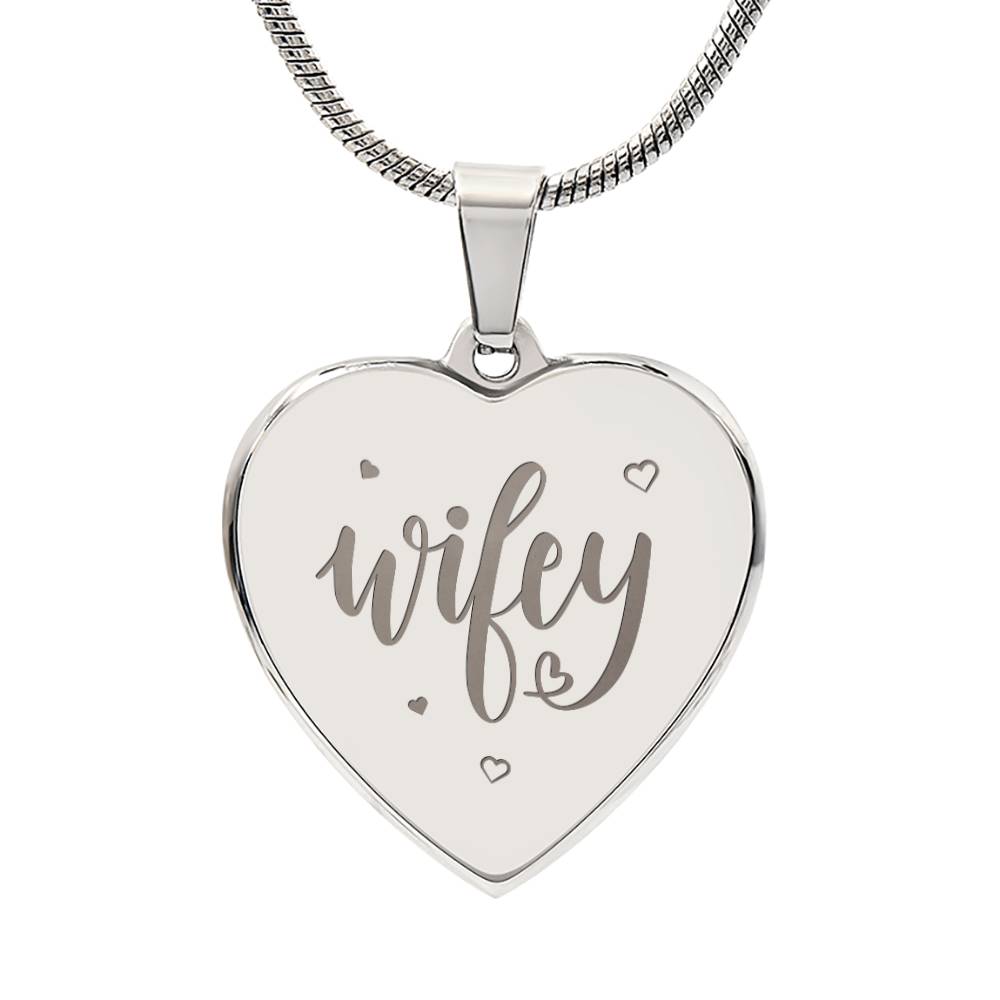 Wifey – Engraved Heart Necklace – Gift for Wife