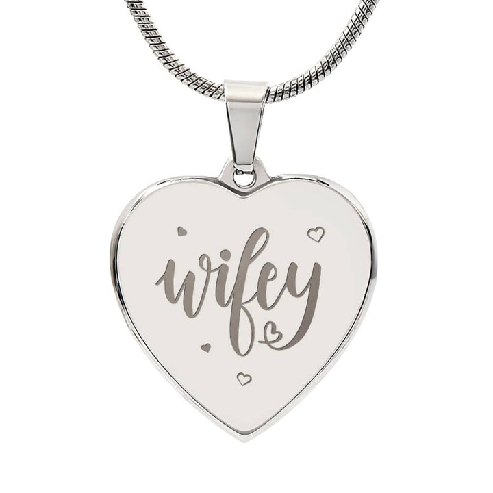 Wifey – Engraved Heart Necklace – Gift for Wife
