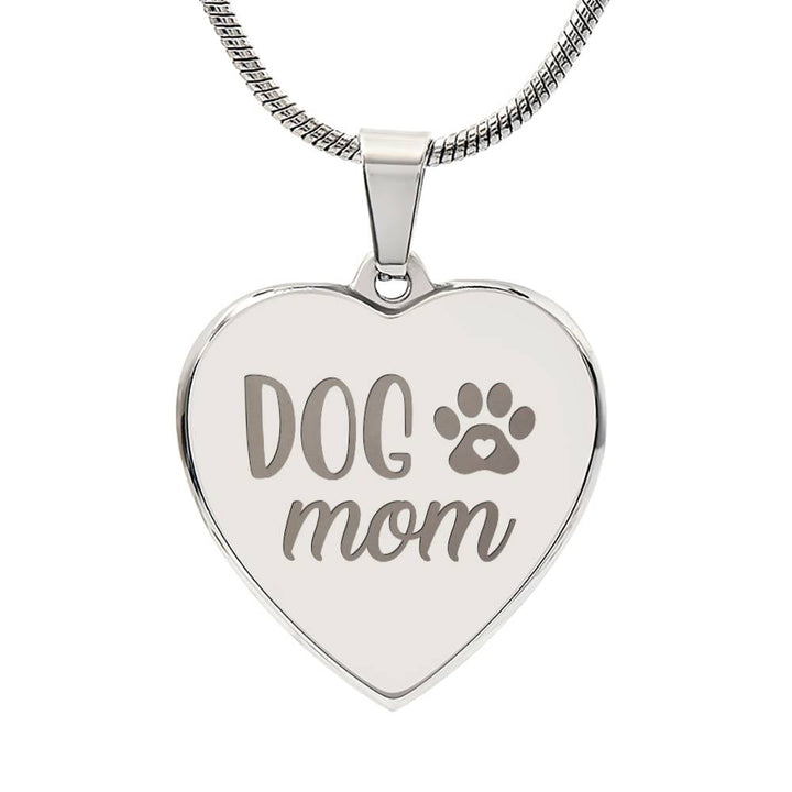 Dog Mom Engraved Heart Necklace – Gift for Mom