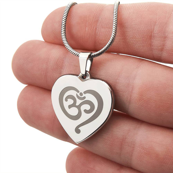 Namaste Symbol – Engraved Heart Necklace – Gift for Her