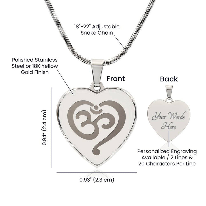 Namaste Symbol – Engraved Heart Necklace – Gift for Her