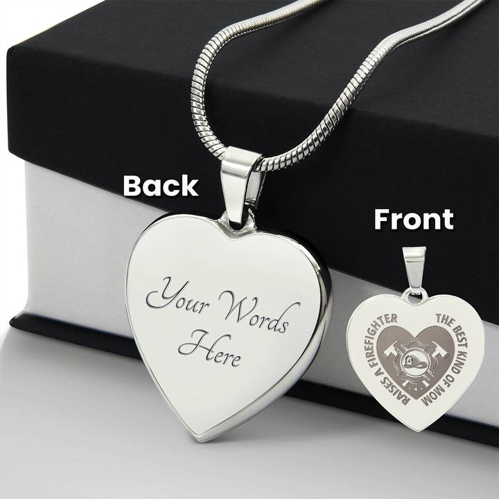 The Best Kind Of Mom Raises a Firefighter Engraved Heart Necklace – Gift for Mom