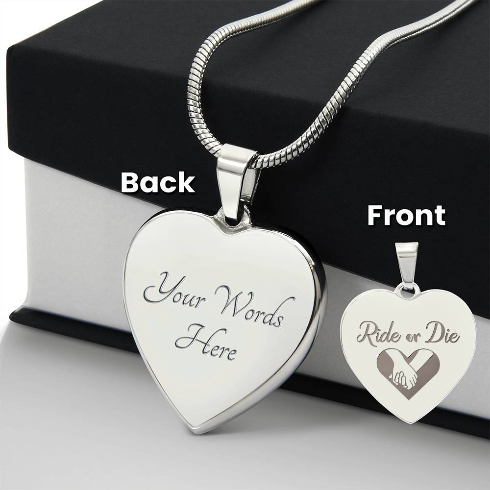 Ride Or Die Engraved Heart Necklace – Gift for Her