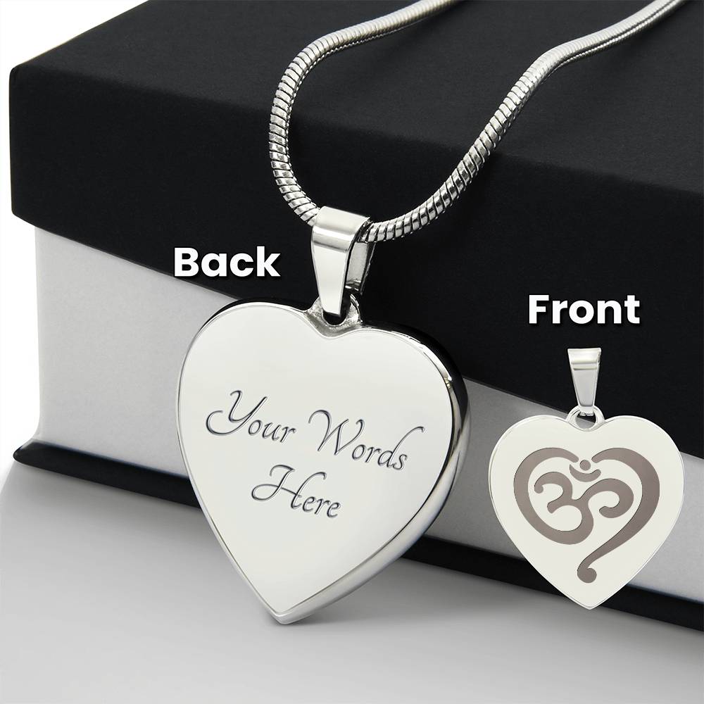 Namaste Symbol – Engraved Heart Necklace – Gift for Her