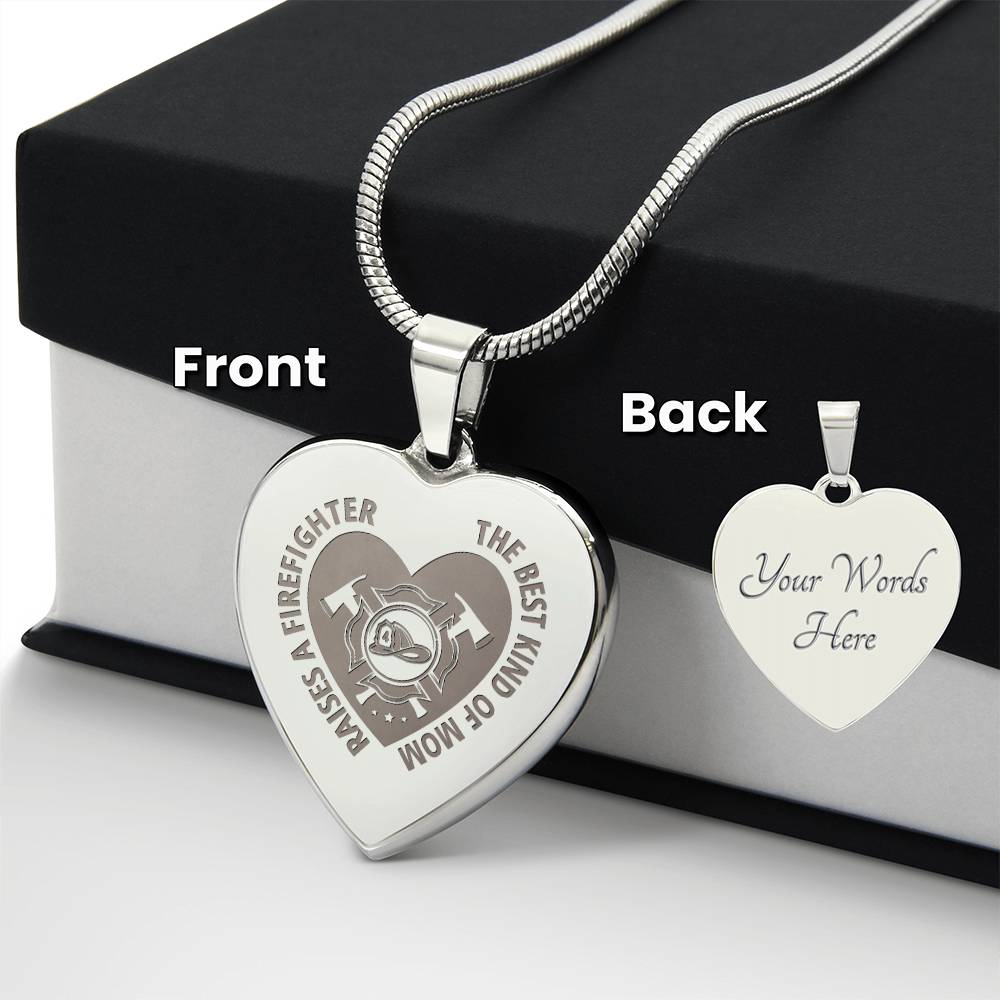 The Best Kind Of Mom Raises a Firefighter Engraved Heart Necklace – Gift for Mom