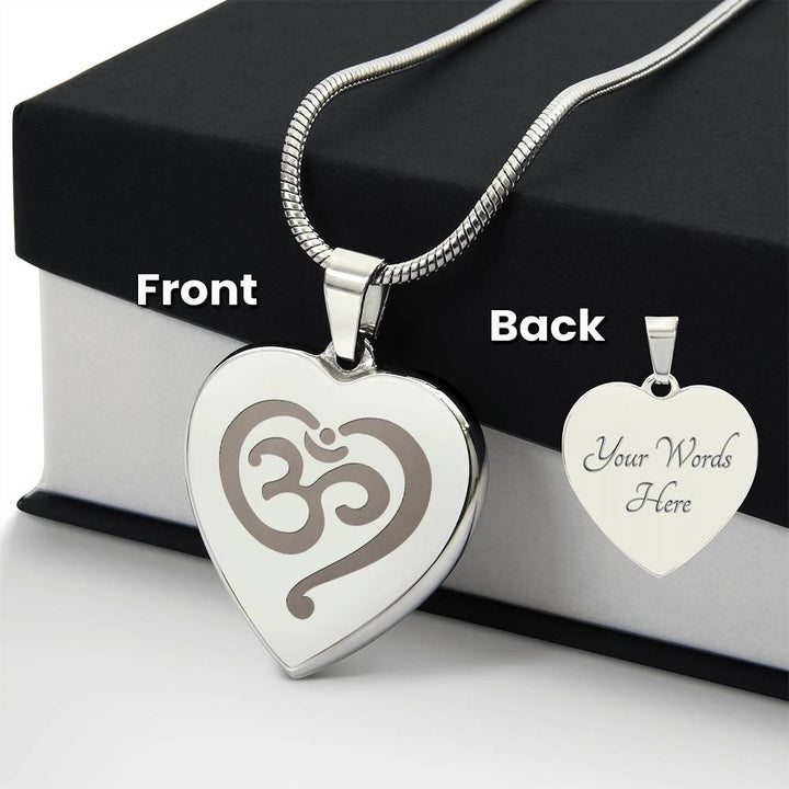Namaste Symbol – Engraved Heart Necklace – Gift for Her