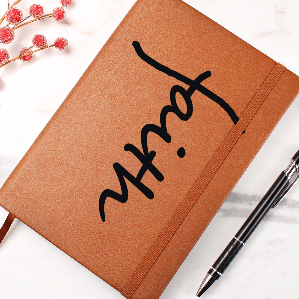 Faith (Black) - Graphic Leather Journal - Gift for Her - Gift for Him