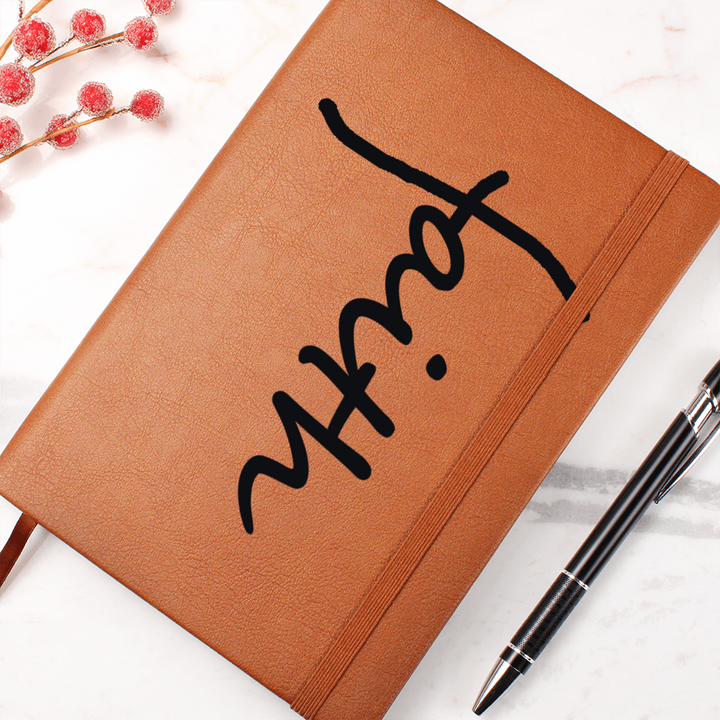 Faith (Black) Leather Journal – Gift for Her - Gift for Him