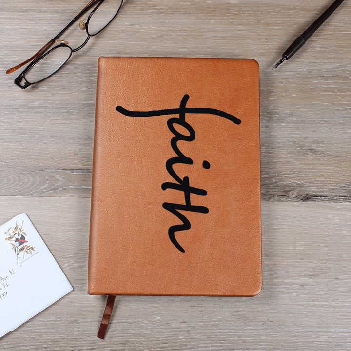 Faith (Black) Leather Journal – Gift for Her - Gift for Him