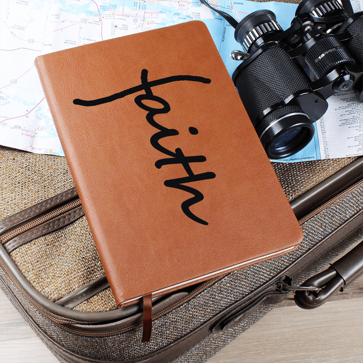 Faith (Black) Leather Journal – Gift for Her - Gift for Him