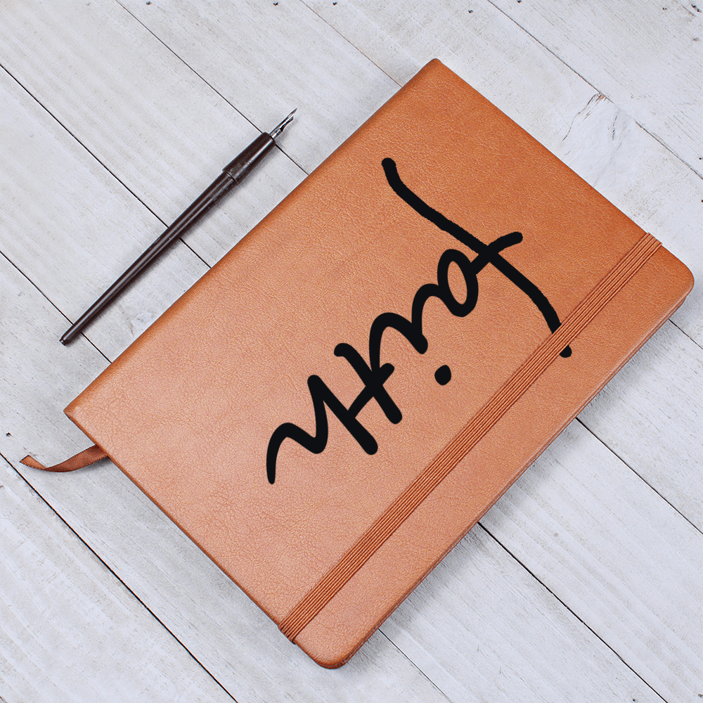 Faith (Black) - Graphic Leather Journal - Gift for Her - Gift for Him