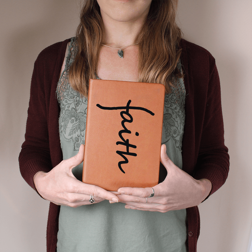 Faith (Black) - Graphic Leather Journal - Gift for Her - Gift for Him