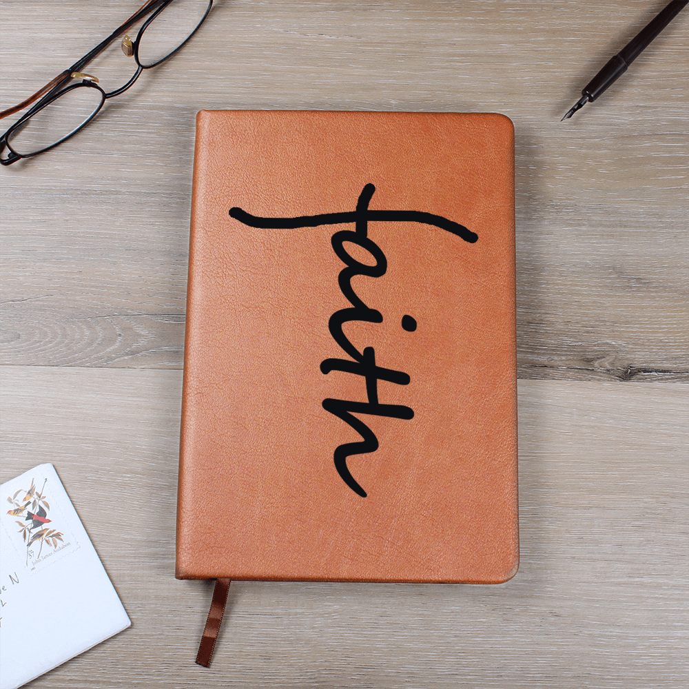Faith (Black) - Graphic Leather Journal - Gift for Her - Gift for Him