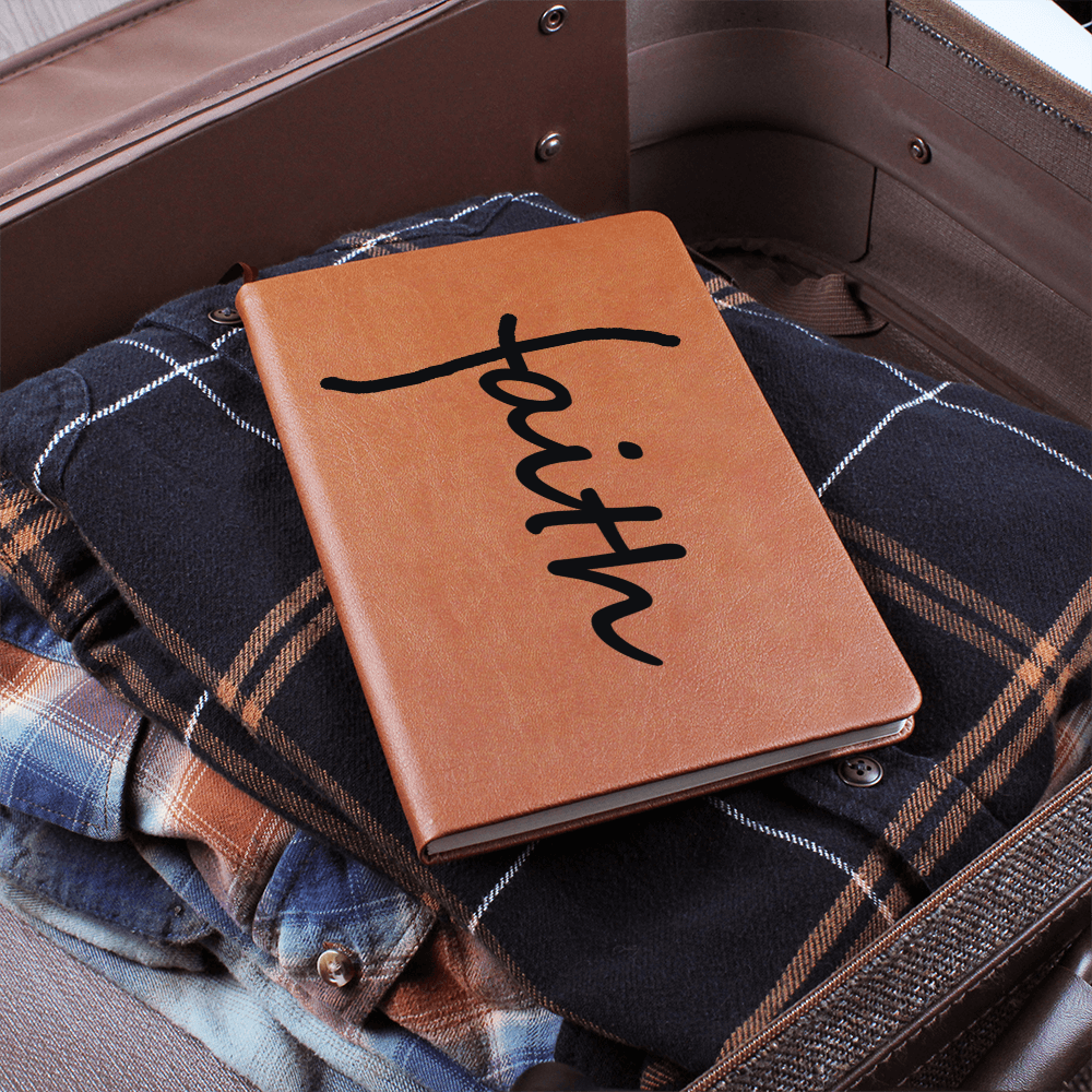 Faith (Black) - Graphic Leather Journal - Gift for Her - Gift for Him