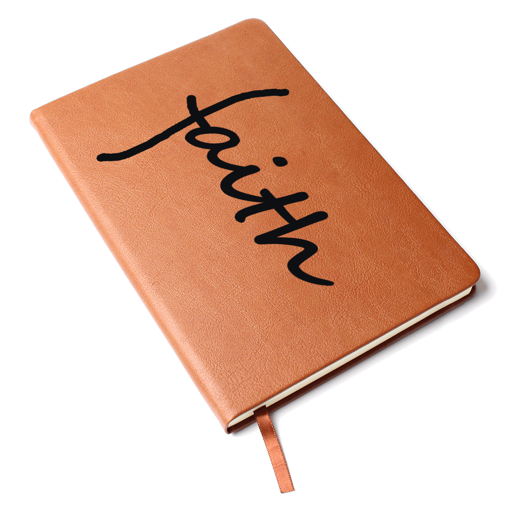 Faith (Black) - Graphic Leather Journal - Gift for Her - Gift for Him