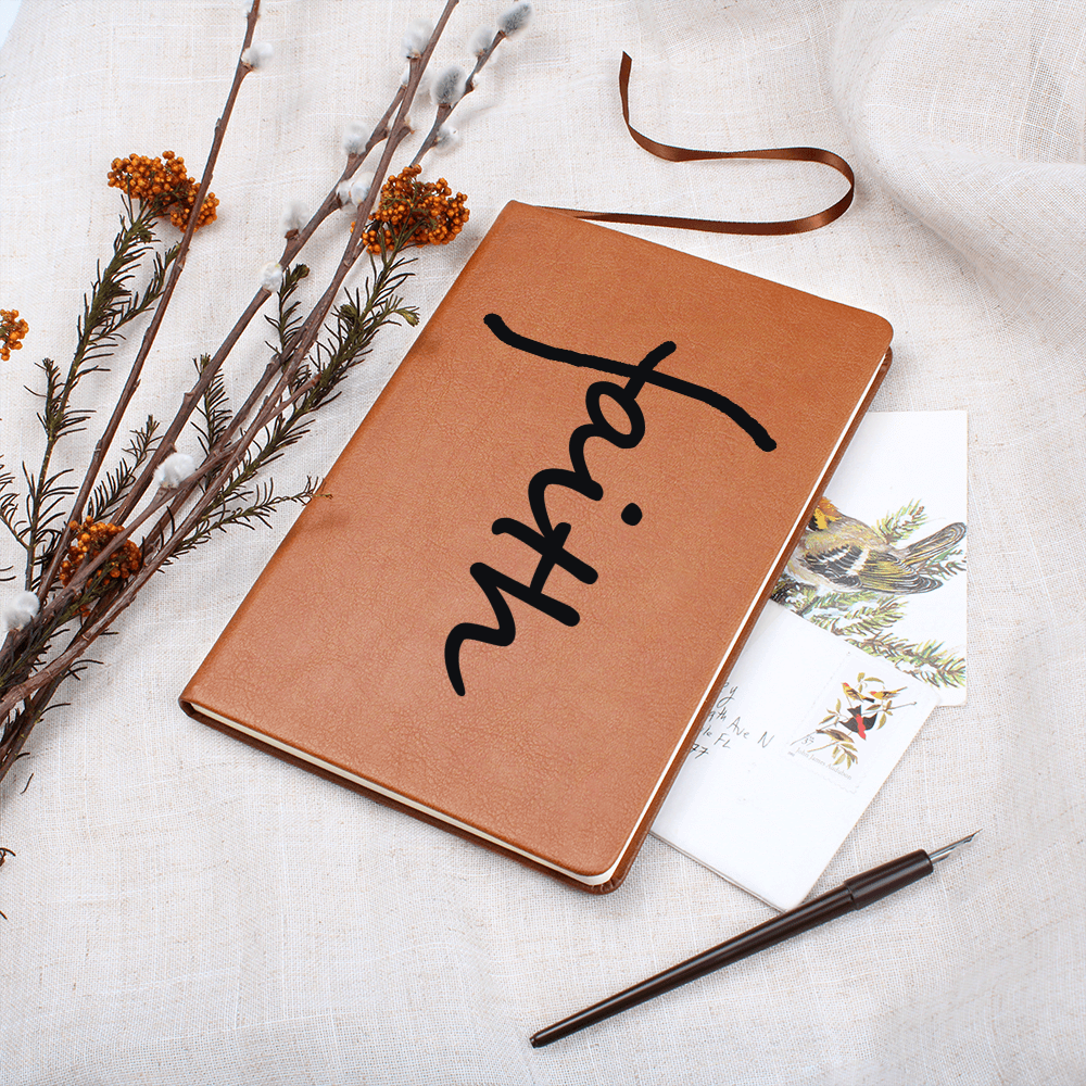 Faith (Black) - Graphic Leather Journal - Gift for Her - Gift for Him