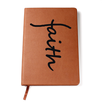 Faith (Black) - Graphic Leather Journal - Gift for Her - Gift for Him