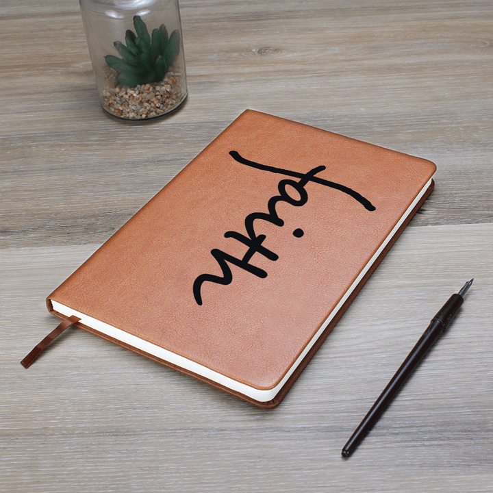 Faith (Black) Leather Journal – Gift for Her - Gift for Him