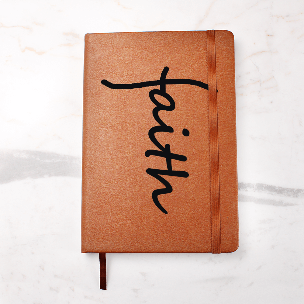 Faith (Black) - Graphic Leather Journal - Gift for Her - Gift for Him