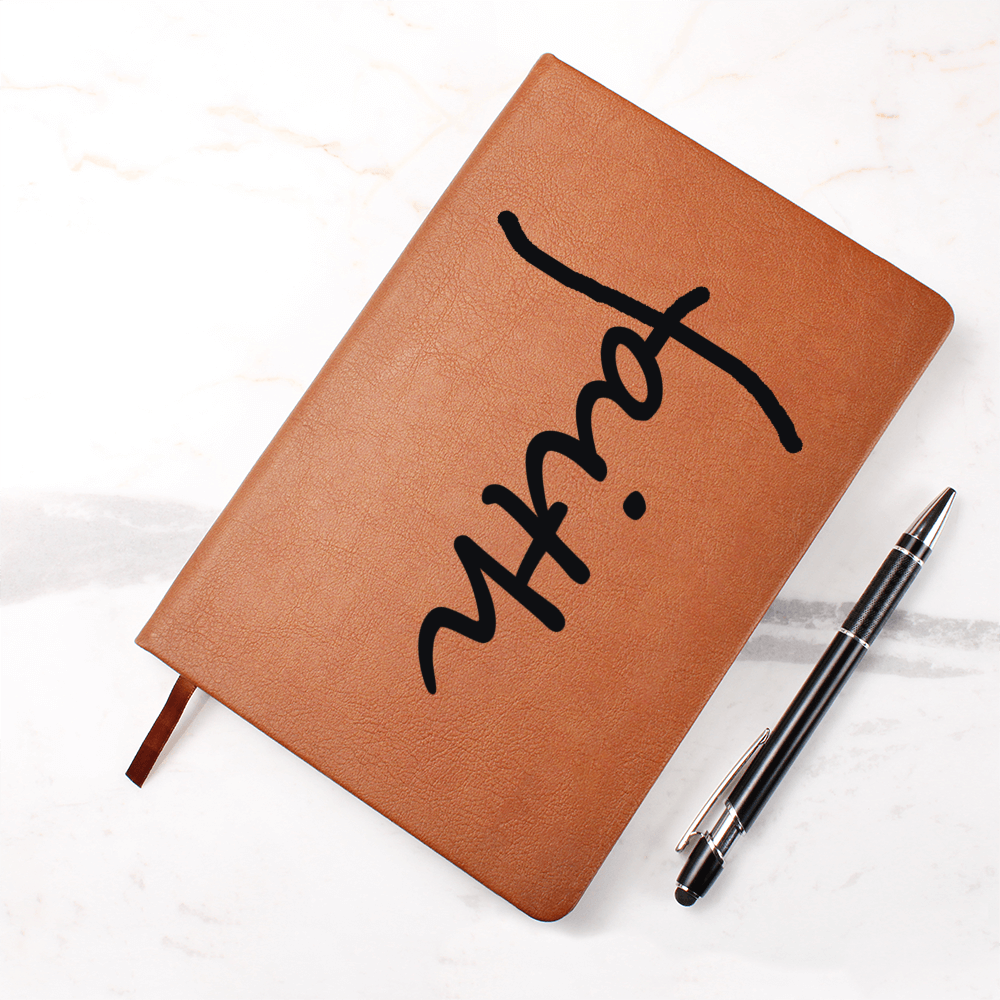Faith (Black) - Graphic Leather Journal - Gift for Her - Gift for Him