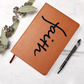 Faith (Black) - Graphic Leather Journal - Gift for Her - Gift for Him