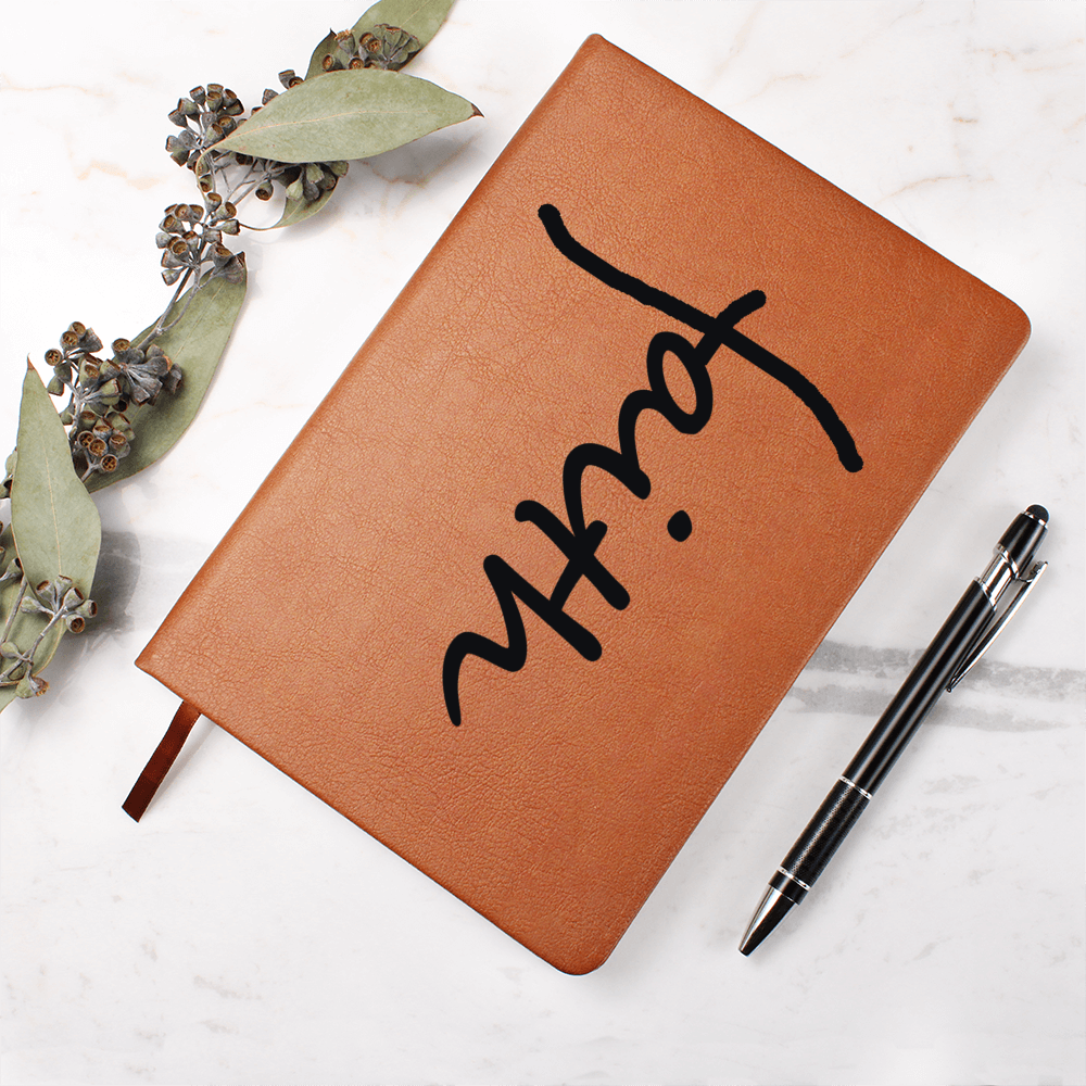 Faith (Black) - Graphic Leather Journal - Gift for Her - Gift for Him