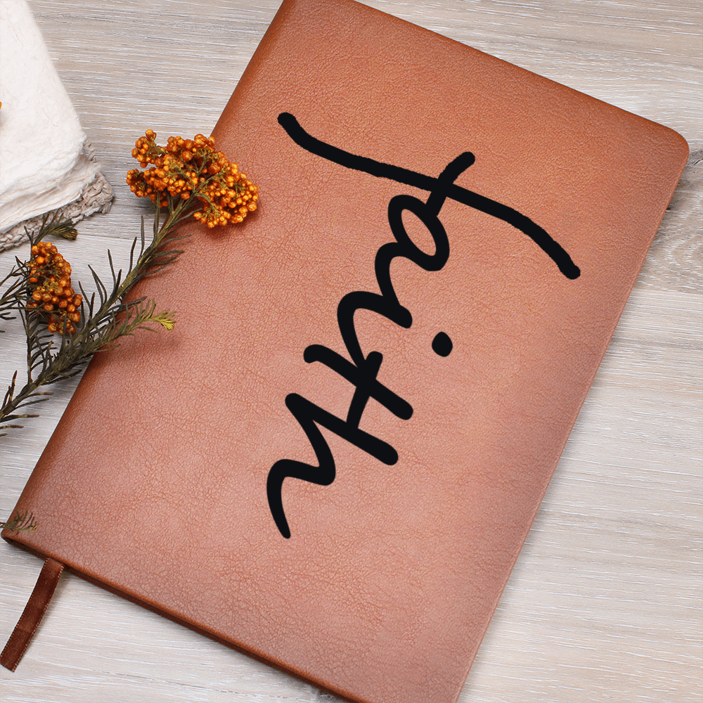 Faith (Black) - Graphic Leather Journal - Gift for Her - Gift for Him