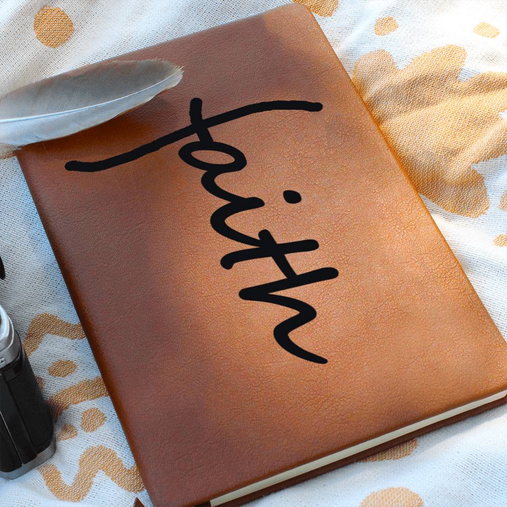 Faith (Black) - Graphic Leather Journal - Gift for Her - Gift for Him