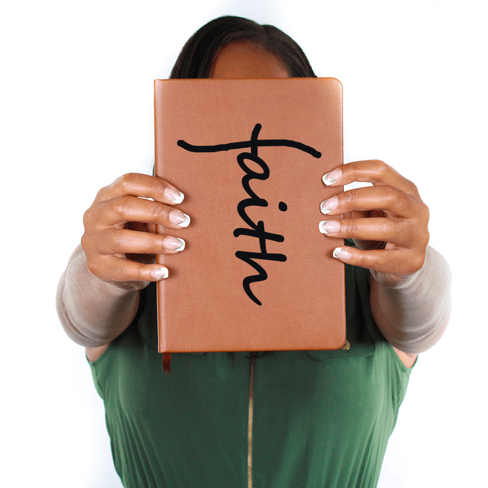 Faith (Black) - Graphic Leather Journal - Gift for Her - Gift for Him