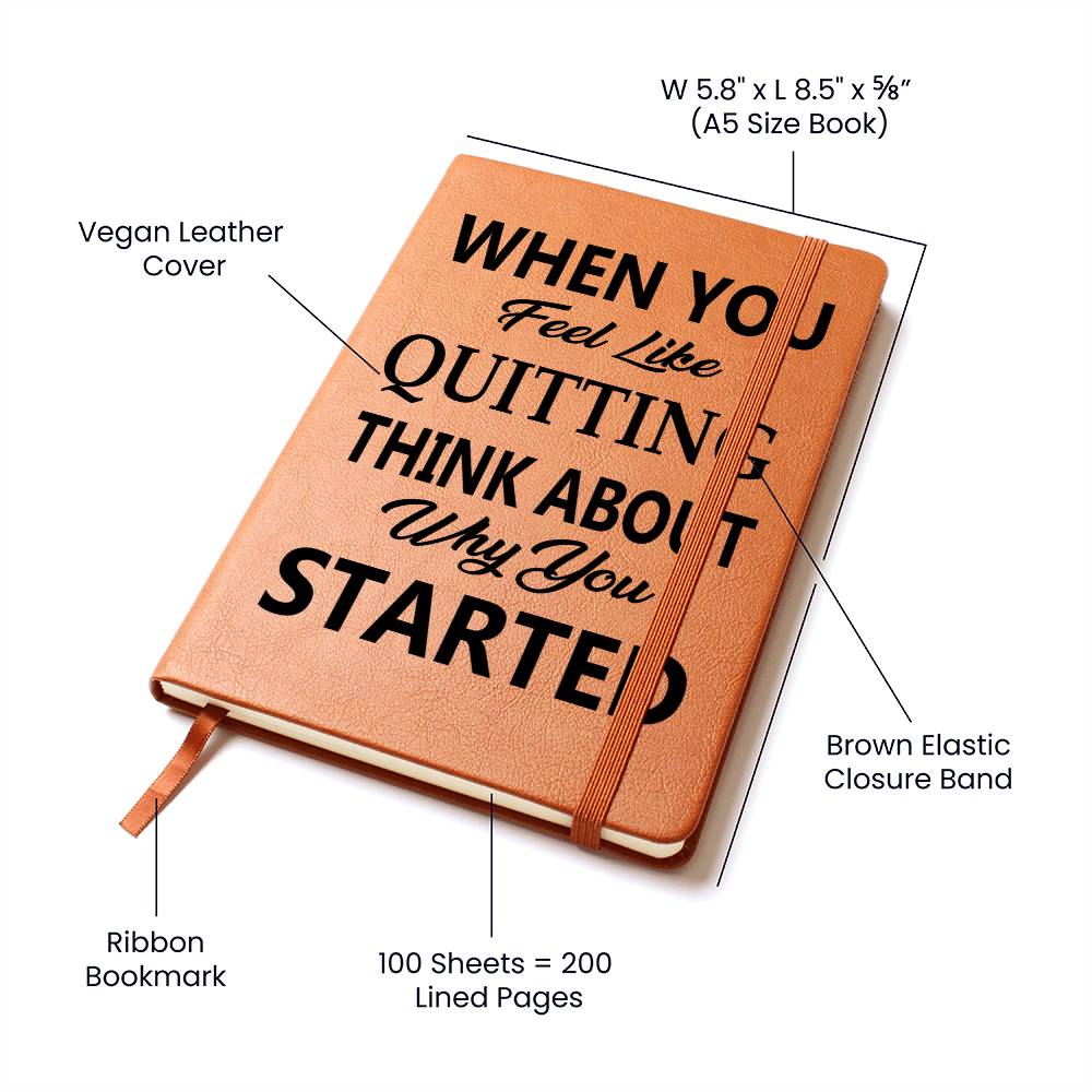 When You Feel Like Quitting Think About Why You Started - Graphic Journal - Gift for Friend