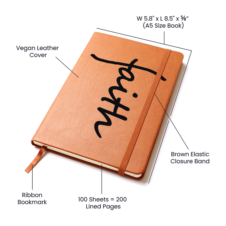 Faith (Black) Leather Journal – Gift for Her - Gift for Him