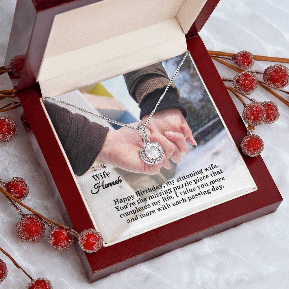 To My Wife, Happy Birthday - You're The Missing Puzzle Piece That Completes My Life - Eternal Hope Necklace - Gift for Wife