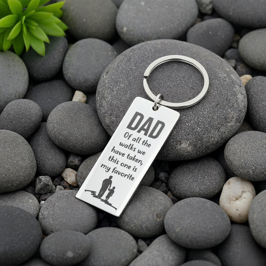 Dad Of All The Walks We Have Taken, This One Is My Favorite Engraved Rectangle Keychain – Gift for Dad