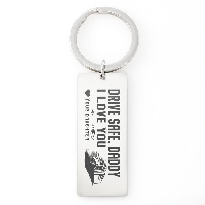 Drive Safe, Daddy Engraved Rectangle Keychain – Gift for Dad