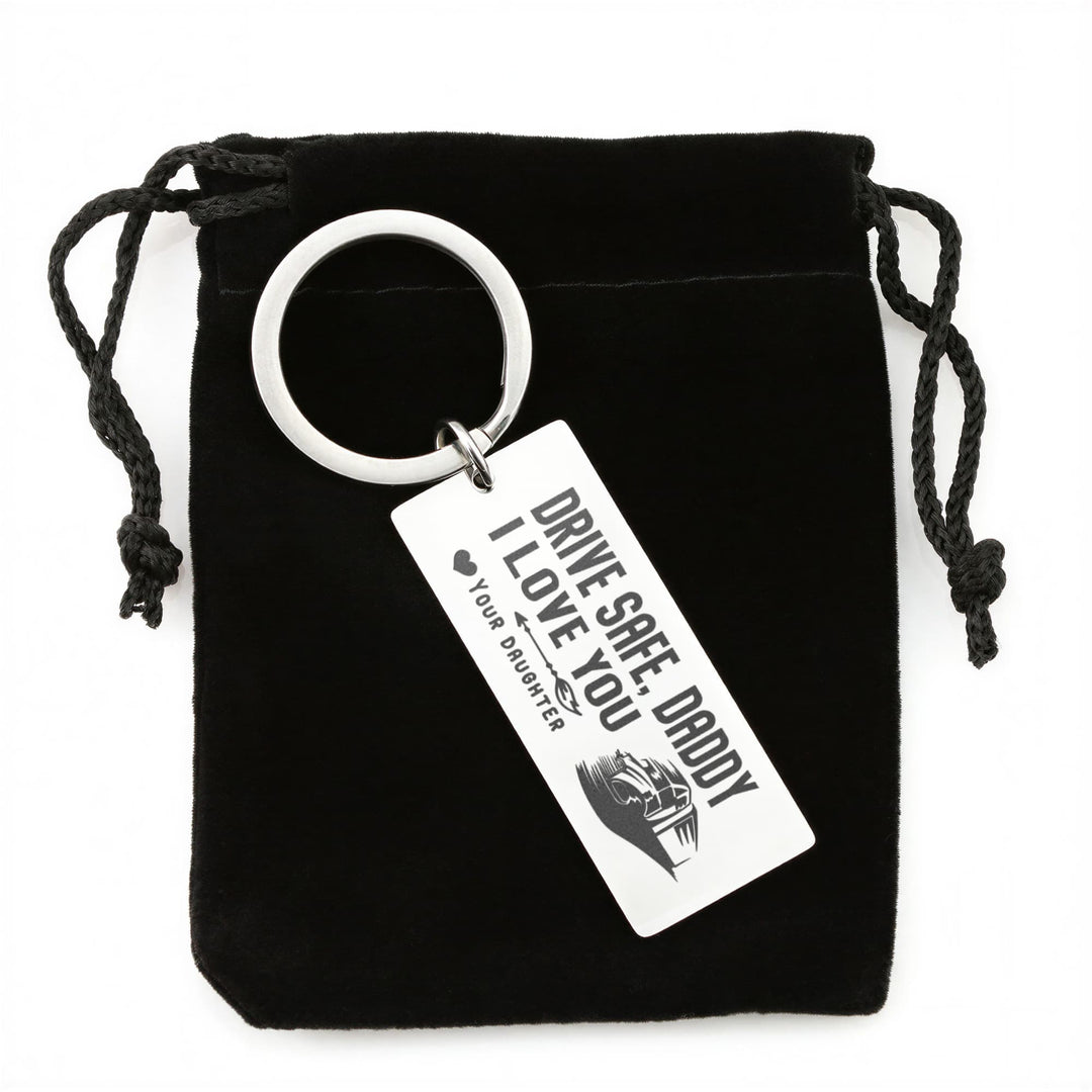 Drive Safe, Daddy Engraved Rectangle Keychain – Gift for Dad