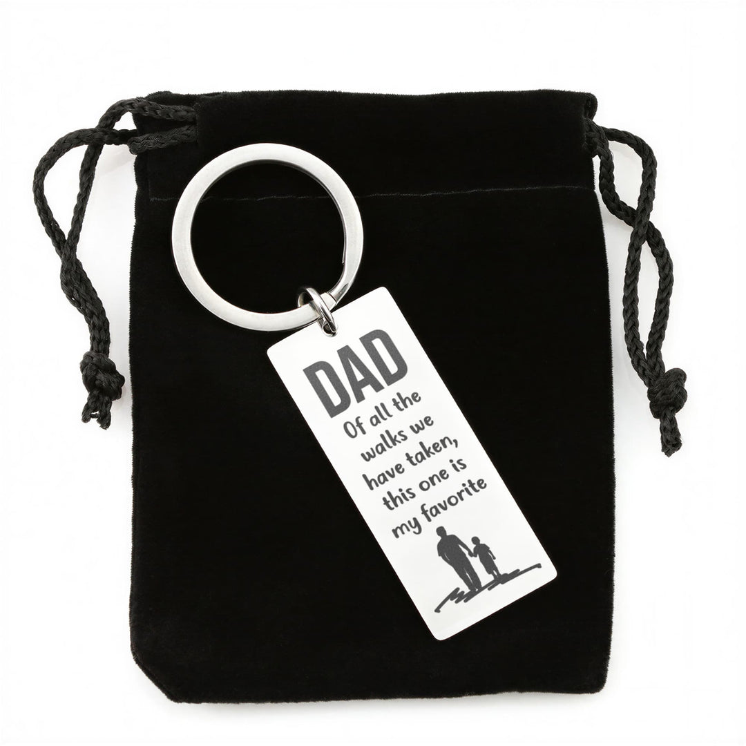 Dad Of All The Walks We Have Taken, This One Is My Favorite Engraved Rectangle Keychain – Gift for Dad