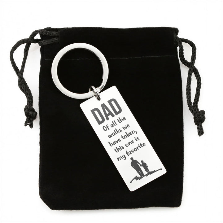 Dad Of All The Walks We Have Taken, This One Is My Favorite Engraved Rectangle Keychain – Gift for Dad