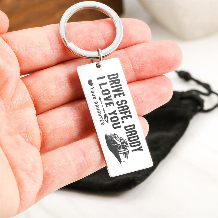Drive Safe, Daddy Engraved Rectangle Keychain – Gift for Dad