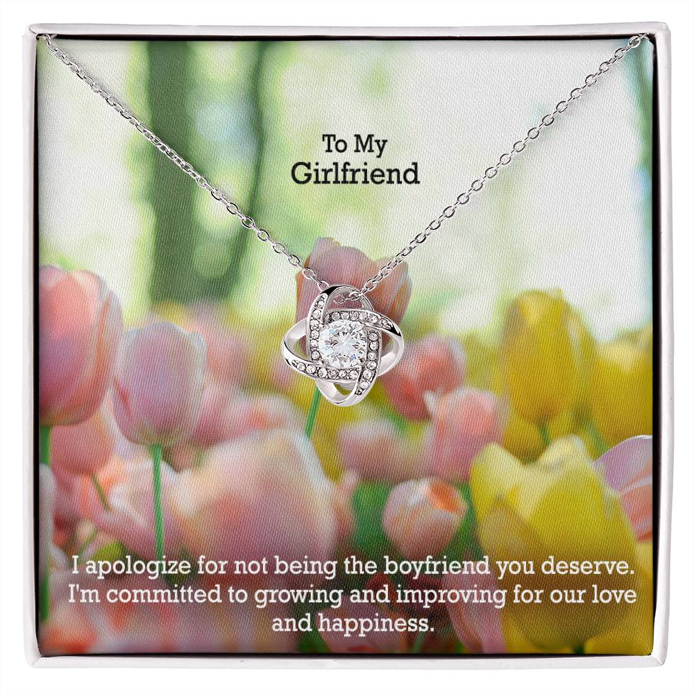 To My Girlfriend, I Apologize For Not Being The Boyfriend You Deserve - Love Knot Necklace - Gift for Girlfriend