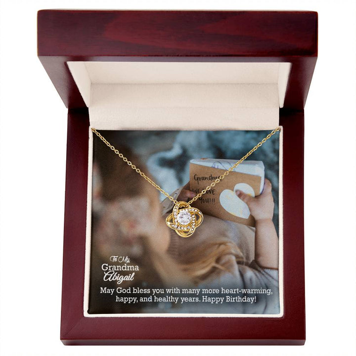 To My Grandma, May God Bless You With Many More Heart-Warming, Happy &amp; Healthy Years - Happy Birthday - Love Knot Necklace - Gift for Grandma