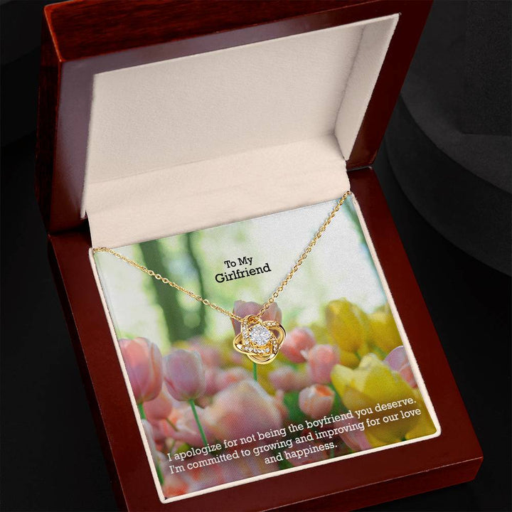 To My Girlfriend, I Apologize For Not Being The Boyfriend You Deserve - Love Knot Necklace – Gift for Girlfriend